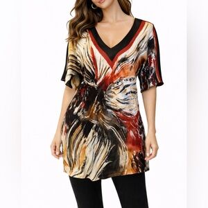 Roberto Verino Shift Tunic Dress 8 US EUR 40 UK 12 Silk Short Sleeve